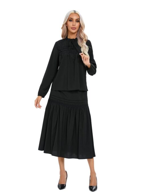 Black Lace Two-Piece Set – Elegant Top & Skirt Co-ord for Women - Image 3