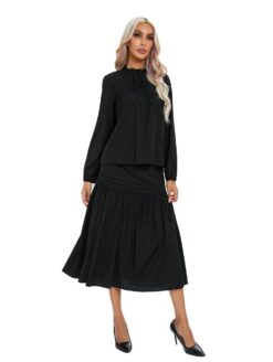 Black Lace Two-Piece Set – Elegant Top & Skirt Co-ord for Women