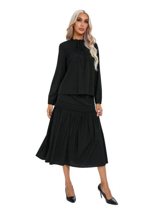 Black Lace Two-Piece Set – Elegant Top & Skirt Co-ord for Women