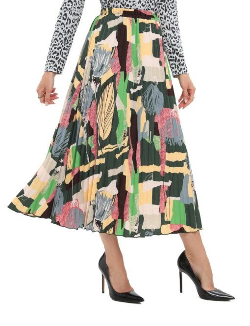 Colorful Print Pleated Midi Skirt – Stylish, Flowy & Eye-Catching - Image 3