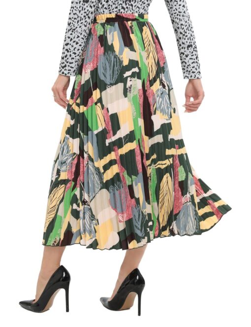 Colorful Print Pleated Midi Skirt – Stylish, Flowy & Eye-Catching - Image 2