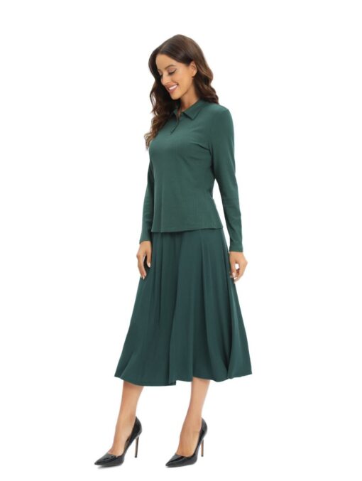 Green Polo Shirt & Skirt Set – Casual Jersey Co-ord for Women - Image 3