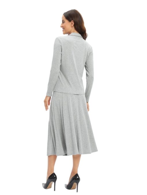 Grey Polo Shirt & Skirt Set – Soft Jersey Co-ord for Women - Image 2
