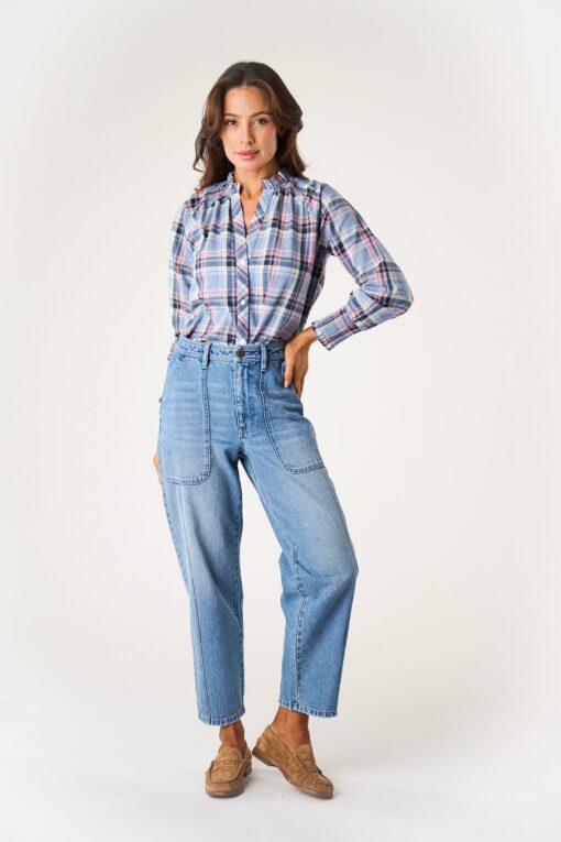 Charlize Top - Harbor Blue Check - Image 2
