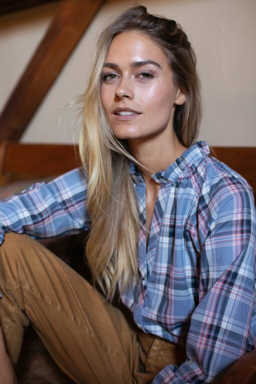 Charlize Top - Harbor Blue Check - Image 3