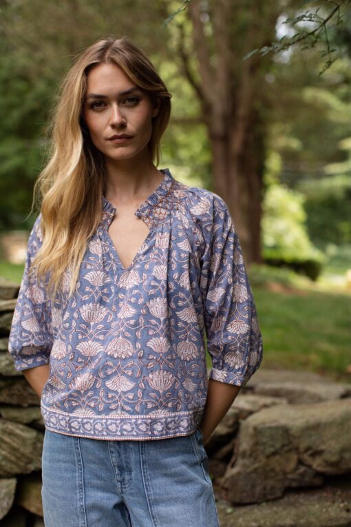 Cordelia Top - Blue Indigo Lotus - Image 2