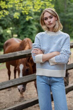 Lodge Sweater - Ivory/Tidal Blue Birdseye