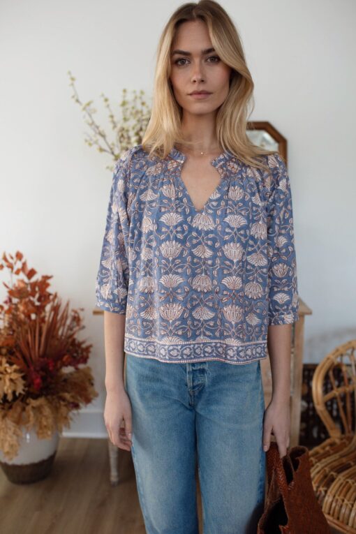 Cordelia Top - Blue Indigo Lotus - Image 3