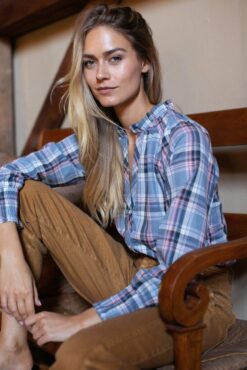 Charlize Top - Harbor Blue Check