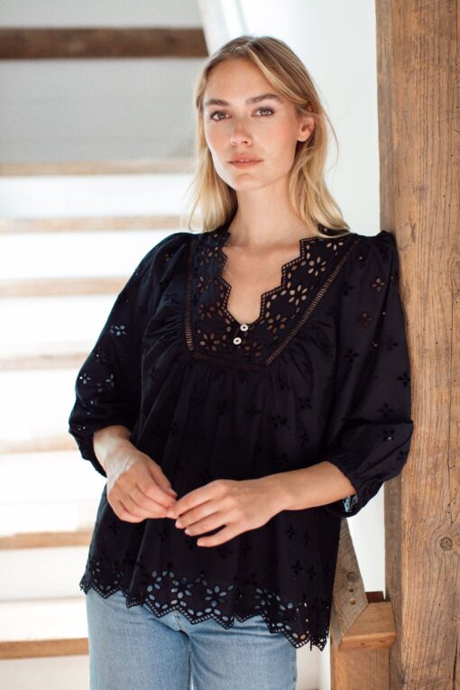 Eloise Top - Black Eyelet - Image 2
